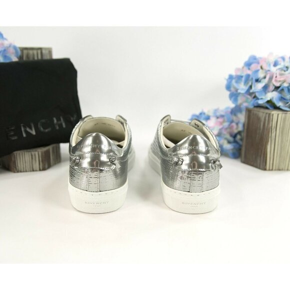 Givenchy Urban Street Silver Metallic Leather Sneakers 37 NIB - Picture 7 of 10